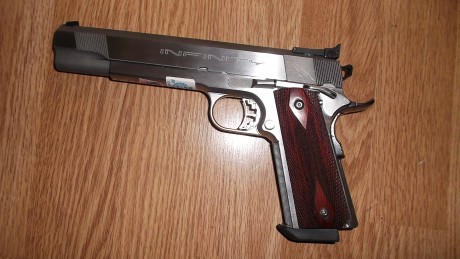 Pongo a la venta mi magnifica pistola Infinity Saepter, calibre 9 mm Parabelum, con alza regulable, esta 02