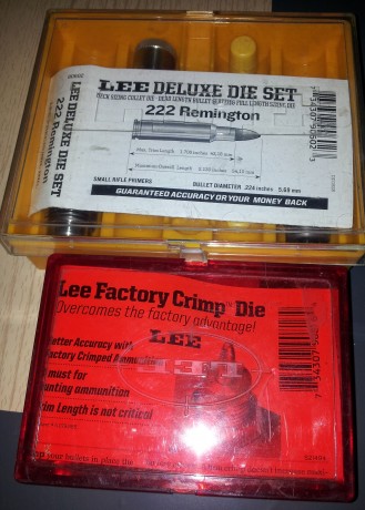 Vendo dies deluxe de LEE + crimp die por 50€ con envio incluido por mensajeria 48h. Estan sin usar, habran 00