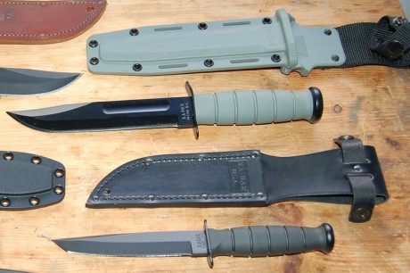 Ka-Bar en verde, 7 pulgadas, funda de fibra. REAFILADO con Lansky. Filo pavonado. Señales de uso ligero 02