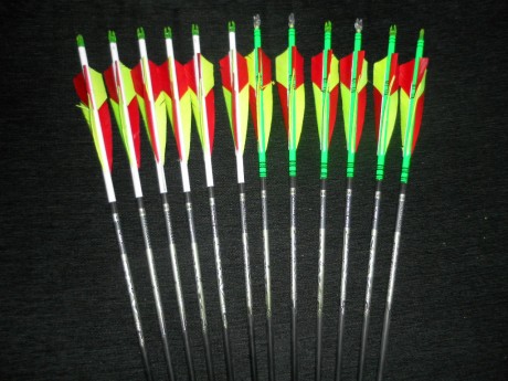 vendo 12 flechas axis cal 340 con pluma natural tipo escudo y vinilo , cortas a 29,5. tres de ellas llevan 01