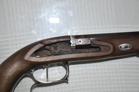 Otra que saco, pistola Le Pague. Cañón de la original de Pedersoli, disparador de Pedersoli, llave de 00