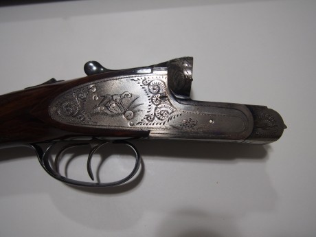 Vendo escopeta paralela marca EGO calibre 12 3 y 1 estrellas expulsora, cañones a espejo etc esta nueva. 02