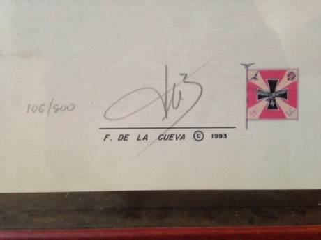 Hola

Lamina firmada por el General Adolf Galland

Se llama "Patrulla sobre Teruel"

Firmada 12