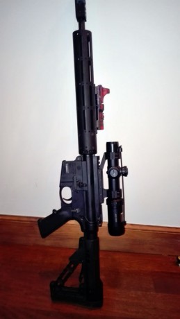 Vendo carabina MP15 smith and wesson cal 22 lr
Estado impoluta, customizada a tope
Tengo todos los originales 01