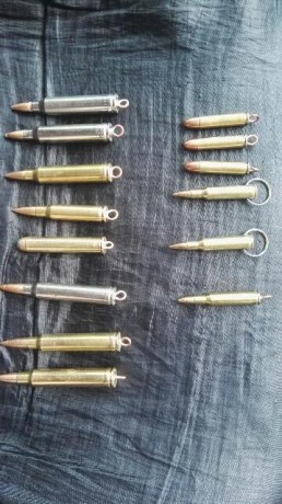 Pues tengo algunos cartuchos inertes con una argomla soldada para hacer de llavero 
En calibre 222 a 3 30