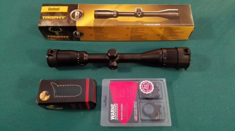 Hola a todos.

Vendo visor BUSHNELL Trophy XLT 4-12x40 con retícula Multi-X, tubo de 1" (25,4mm), 00