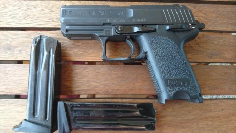Vendo HK Compac, 9 mm parabellum, muy pocos disparos, en perfecto estado, guiada con licencia-A.
precio 02