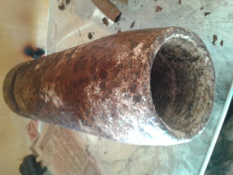150e  proyectil italiano TRITOLO de 65mm ,original de la guerra civil española,totalmente VACIO E INERTE 00