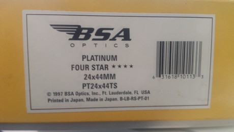Vendo visor BSA PLATINUM de 24x44 con parasol

Rebajado de Precio: 150 € + portes.

Usado con marcas en 00