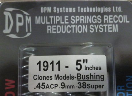 Vendo Muelle Recuperador Anti-retroceso DPM System, compatible con: PISTOLAS 1911 Y CLONES DE 5".
Esta 00