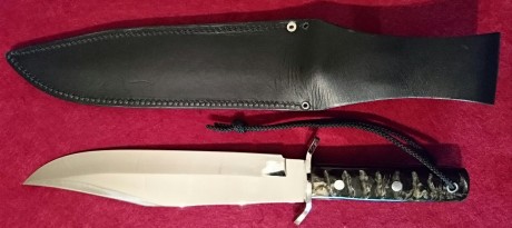 Cuchillo sin estrenar, especial pedido por encargo mango hasta de carnero cruceta en S especial, funda 02