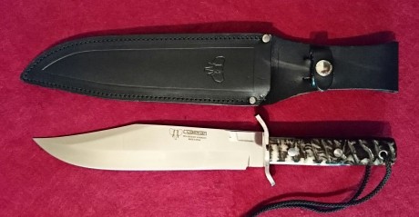 Cuchillo sin estrenar, especial pedido por encargo mango hasta de carnero cruceta en S especial, funda 01