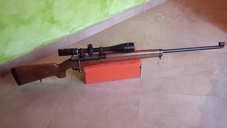 Buenos días!!

Vendo rifle Carl Gustav M63. Cañón pesado, calibre 6,5x55. Le puse unas bases y adapté 02