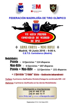 Adjunto calendario de las actividades de IPSC y de Action Shooting que están programadas por la FMTO en 60