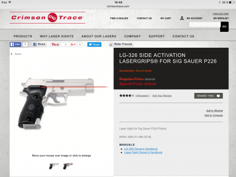 Vendo p226 con carril Picantiny y cachas láser crimson trace regulable y de alta calidad, muy potente, 00