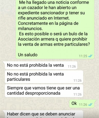 Pa mear y no echar gota...

https://www.tuslances.com/reportajes/art/10015/%C2%A1Ojo-con-anunciar-venta-de-rifles-en-webs-no-autorizadas!/ 50