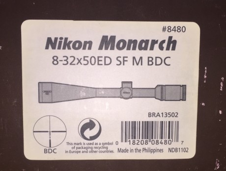 Se vende este magnífico visor NIKON MONARCH 8-32x50ED, con retícula BDC.
Como puede apreciarse en las 12