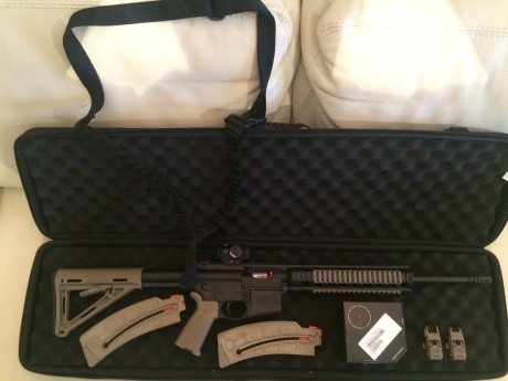 Vendo Carabina semiautomática Smith & Wesson M&P15 MOE Cal.22 LR. color árido.
Maletin
2 Cargadores 02