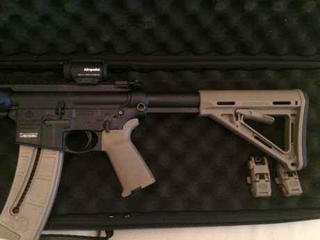 Vendo Carabina semiautomática Smith & Wesson M&P15 MOE Cal.22 LR. color árido.
Maletin
2 Cargadores 01