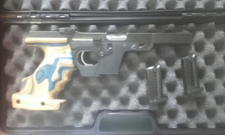 Vendo Walther GSP calibre 22 lr en perfecto estado,
 dos cargadores, cacha nueva anatómica marca Walther 01