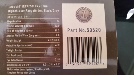 Vendo medidor de distacia marca Leupold RX-750 completamente nuevo ,sólo ha salido una vez por lo que 01