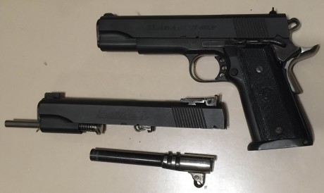 pistola Llama modelo 1911 con dos calibres, 45ACP y 9PB con dos cargadores del 45 y dos del 9 01