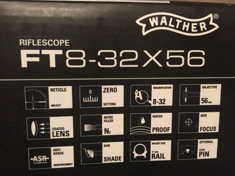Vendo visor WALTHER 8-32x56, como nuevo.
Se compro para una carabina de pcp y la carabina se vendió (hw 11