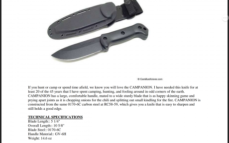 En venta cuchillo Campanion BK-2 hecho por Camillus,no por Ka-bar.Este modelo dejo de fabricarse hace 02