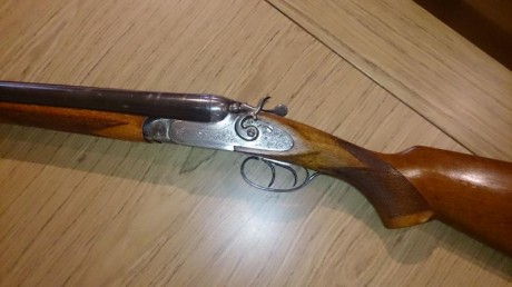 Buenos dias!!

Vendo mi escopeta de perrillos Larrañaga,

En muy buen estado, cañon recortado 51,5cm, 00