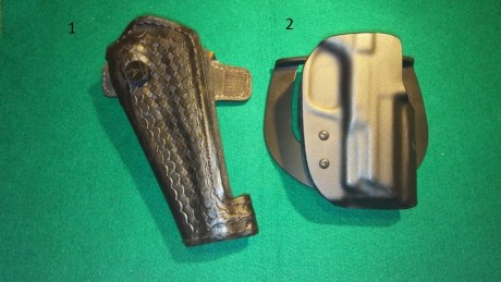 Vendo las siguientes fundas de pistola:

1.- 25 € para 1911 6''
2.- 20 € para Star 30 M

Portes por cuenta 00