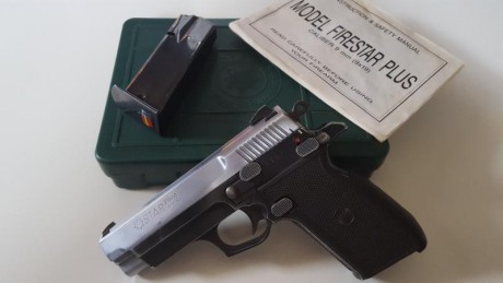 Pistola 9mm star firestar plus en perfecto estado con caja original y manual guiada en F vendo en 280 00