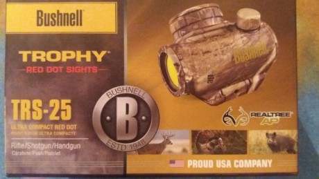 MUY BUENAS:
Pongo en venta un punto rojo Bushnell Trophy TRS-25.
Está sin usar, no ha sido montado, 120€ 02