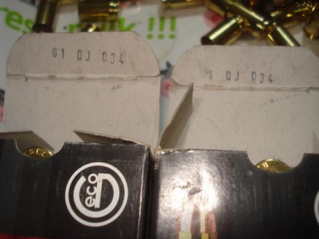 Vendidas 500 vainas marca Geco del calibre .45 ACP con 1 tiro, pasadas por Tumbler, todas del mismo lote 01