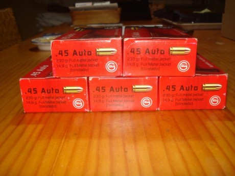 Vendo 250 vainas marca GECO, calibre .45 ACP, con un solo tiro, del mismo lote (52 OK 022) pasadas por 00