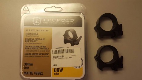 Cambio  Anillas Leupold QRW 30mm Low Quick Detach desmontables nuevas sin usar. 
Son anillas desmontables 01