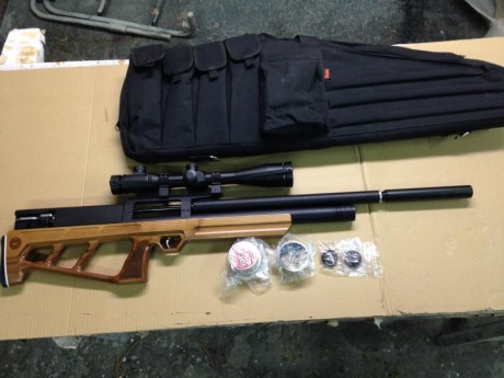 Vendo Carabina PCP KalibrGun Cricket del 6,35 con mira telescopica Hawke retroiluminada de 6-24x50.
Se 02