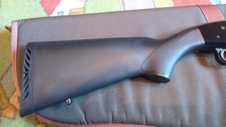 Mossberg-Maverick con dos caňones, uno corto cilíndrico y uno de caza con 4 chockes y solista ventilada.
Muy 01