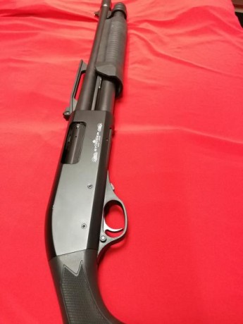 Buenas compañeros. 
Aquí os presento mi Stinger Tactical de corredera.  Una escopeta del calibre 12/76 10