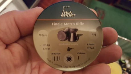Se vende 10 cajas de HN Finale Match 4.49 ,carabina.
Precio 60 euros. 20