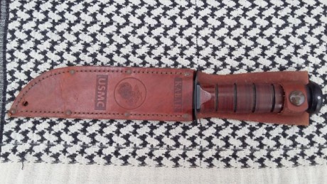 Hola a todos. Vendo este kabar usmc con mango y funda de cuero. Esta nuevo y sin uso. Tiene algunas marcas 01