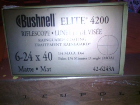 Vendo un visor bushnell 6-24x40, lo vendo por no ver los impactos del 22 a 200mtrs, con un 308 de fabula, 10