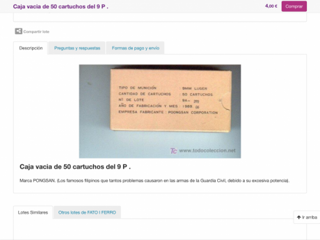 Hola.
Acabo de leer en TODOCOLECCION,como podeis ver en la foto,que esta municion era utilizada por la 00