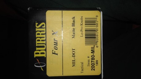 Hola vendo visor burris four X  de 3x12x56 con retícula iluminada mildot .
esta en perfecto estado,con 00