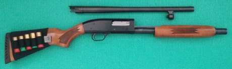 Hola. Vendo esta escopeta de corredera más que conocida por todos. Se trata del modelo 500A con recámara 11