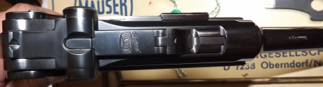 Vendo esta preciosidad. Es una Mauser P06 del 73 en 9mm parabellum. Esta guiada como arma de concurso.Tiene 02