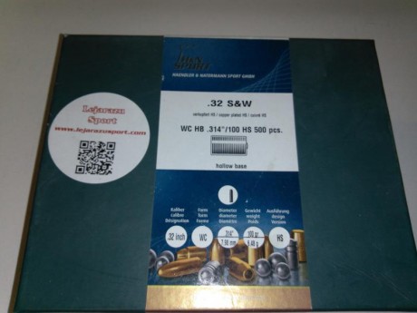 Vendo 2 cajas de Puntas H&N HS WCHB .32 (.314) - 100 grains 

 Las puntas H&N Wadcutter de plomo 02