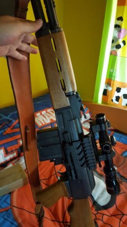 Cambio Zastava M76 8x57, en muy buen estado, con visor tasco de batida con montura lateral, 1 cargador 02