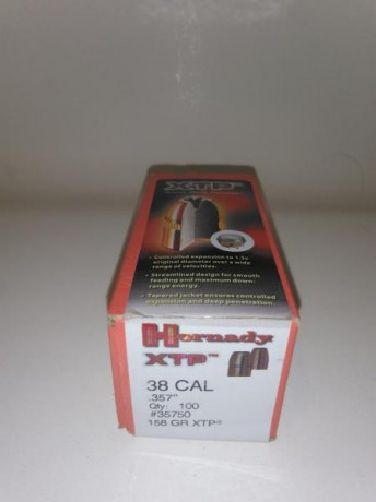 Vendo una caja de 100 puntas  Hornady XTP FP calibre .38 (.357) - 158 grains 

Diseñadas para la caza, 01