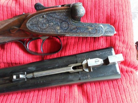 Aya 56 de caza muy fina. Culata inglesa. Apertura automática. Ajuste impresionante. Año 1. 947. Con muy 01