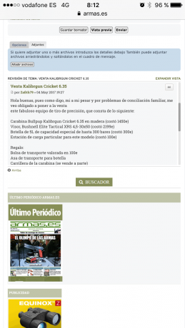 Hola buenas, pues como digo, muy a mi pesar y por problemas de conciliación familiar, me veo obligado 30